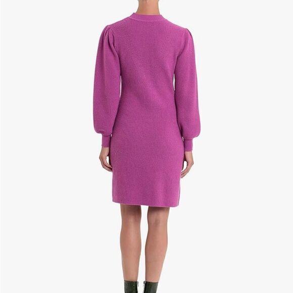 Donna Morgan Raspberry Pink Puff Sleeve Sweater Dress | Size M - Picture 3 of 12